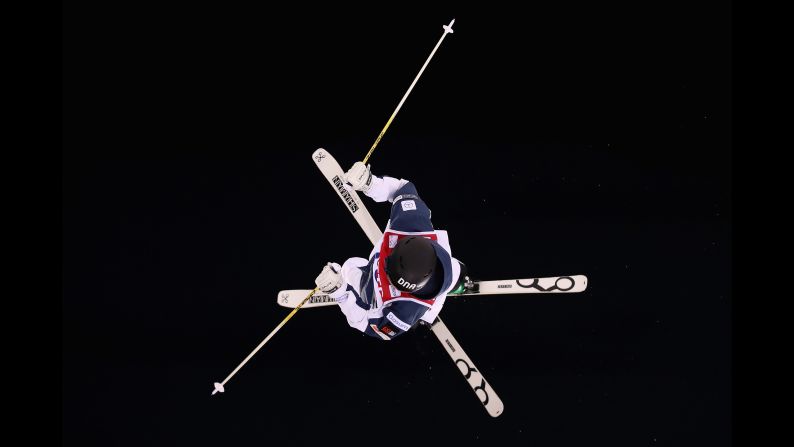 Finnish freestyle skier Jimi Salonen competes in the moguls Saturday, February 11, during the World Cup event in Pyeongchang, South Korea.