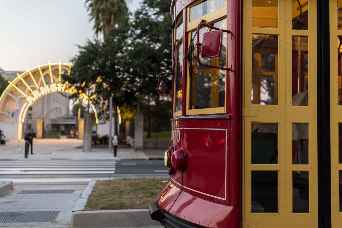 The Rampart-St. Claude streetcar line runs along the edge of the French Quarter.