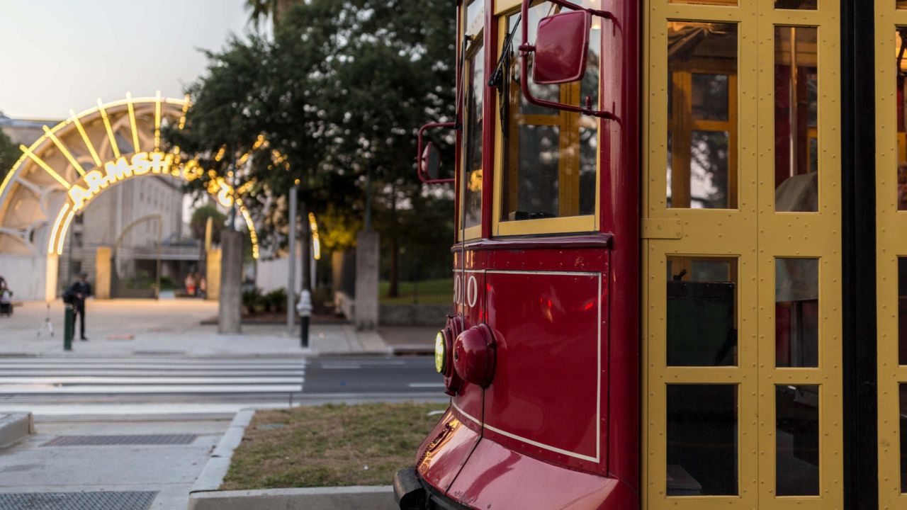 The Rampart-St. Claude streetcar line runs along the edge of the French Quarter.