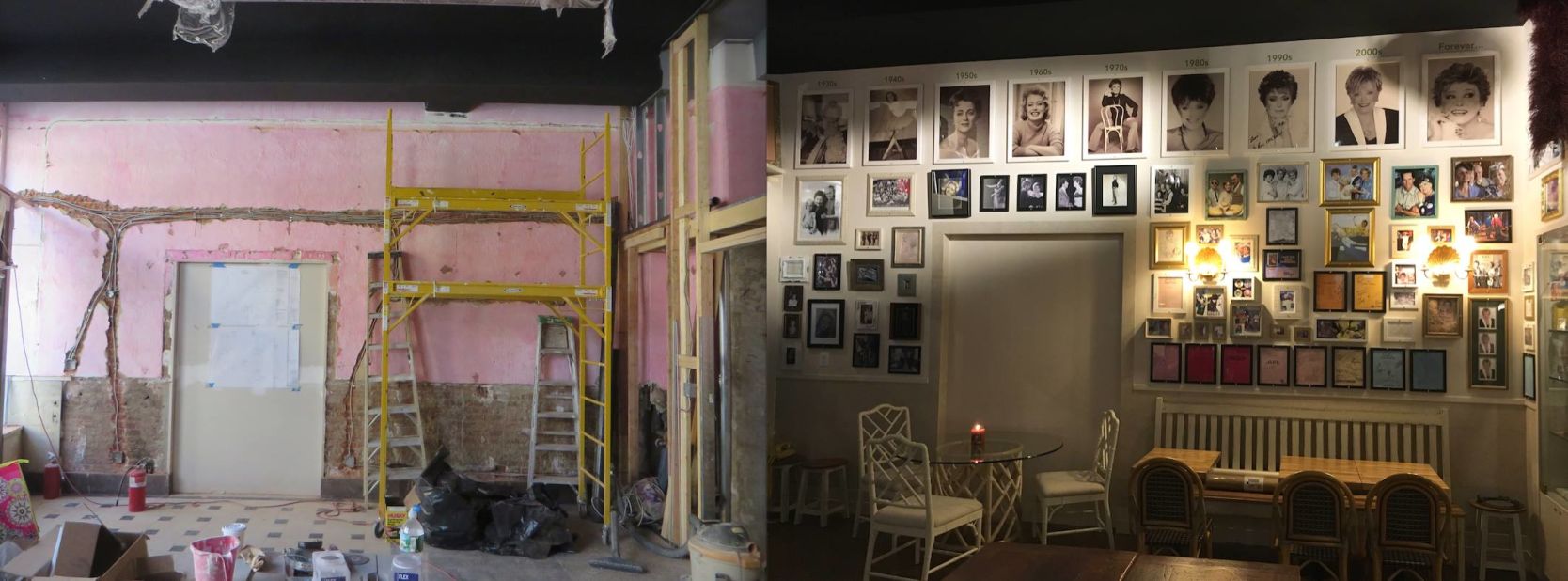 Before and after shots show the evolution of the Rue La Rue Café.