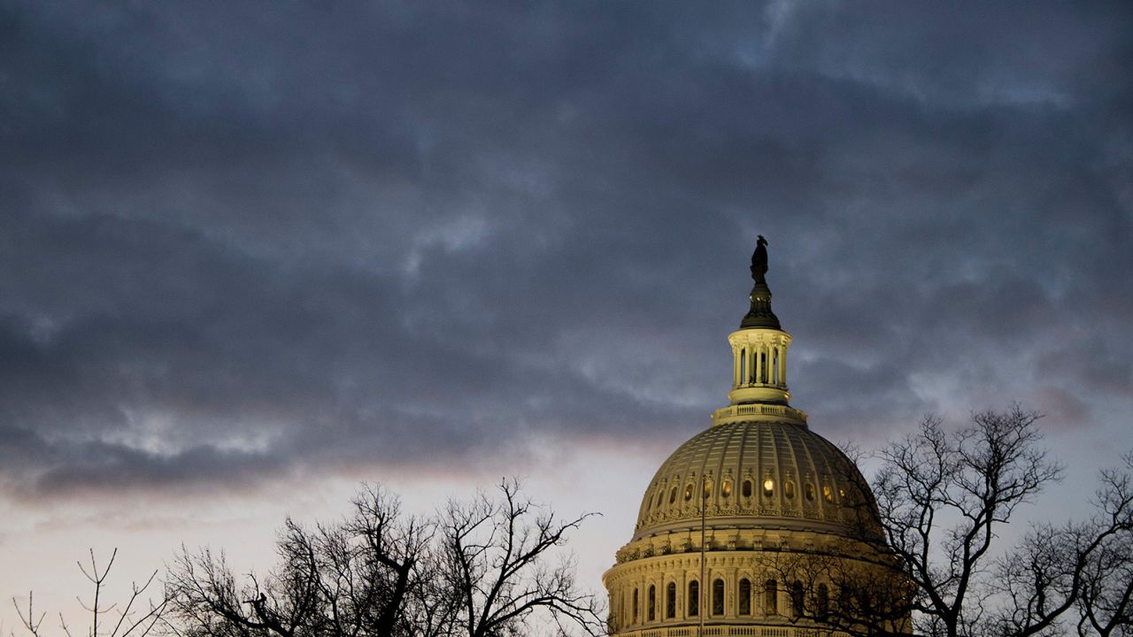 The Capitol dome is seen early on the morning of the dress rehearsal for the inauguration of President-elect Donald Trump, January 15, 2017 in Washington, DC.