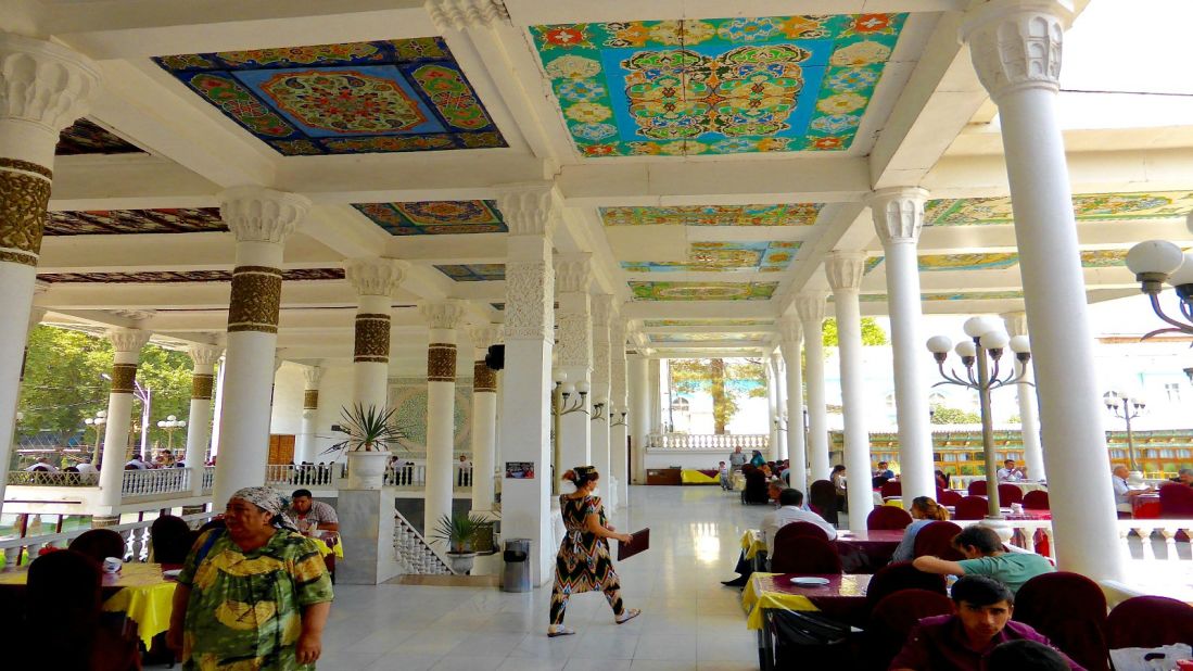 <strong>Rokhat, Dushanbe, Tajikistan:</strong> Chaikhana, meaning "teaplace," can be found all over Tajikistan. The ornate Rokhat in Dushanabe is one of the finest places to lounge and sip tea while enjoying city views. 