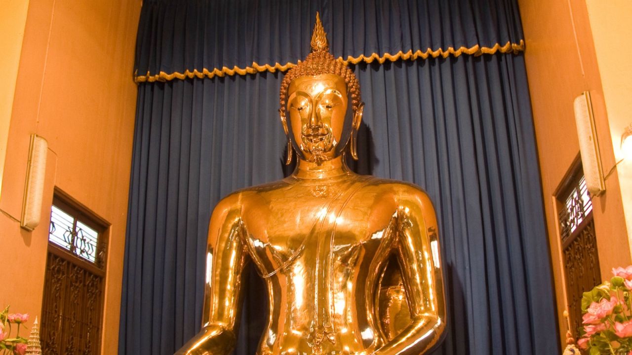 Hidden behind a plaster skin for centuries, this golden Buddha was only discovered in the 1950s.