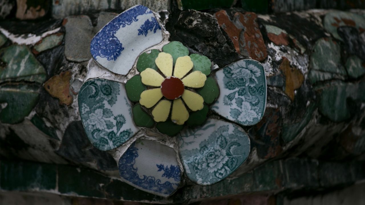 Wat Arun's towers are covered in tiny pieces of Chinese ceramics. 