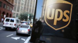 SAN FRANCISCO, CA - OCTOBER 24:  A United Parcel Service logo is displayed on a delivery truck on October 24, 2014 in San Francisco, California. United Parcel Service reported quarterly earnings that beat analyst estimates with revenue of $14.29 billion compared to $13.52 billion one year ago.  (Photo by Justin Sullivan/Getty Images)