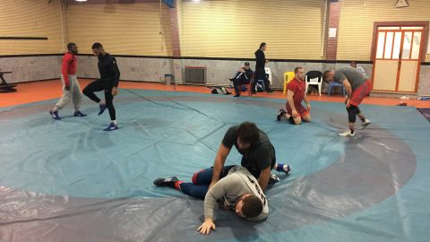 US's Freestyle Wrestling team during a training session ahead of the competition on 16 and 17 February.