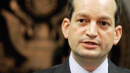 U.S. Attorney R. Alexander Acosta talks to reporters during a news conference in Miami, Wednesday, Sept. 17, 2008. Acosta announced eight people and eight corporations have been charged with illegally exporting to Iran electronic parts that have military uses, including microchips that have been found in Improvised Explosive Devices in Iraq. (AP photo/Alan Diaz)