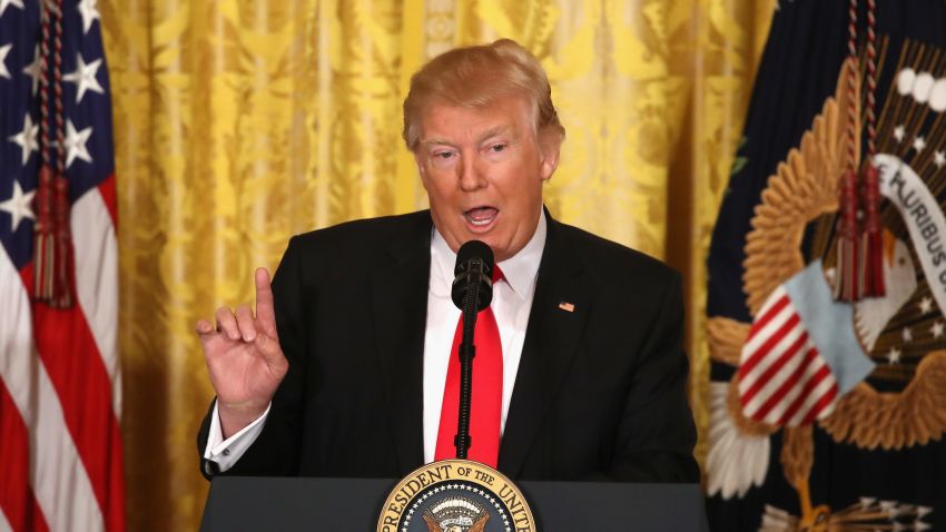 WASHINGTON, DC - FEBRUARY 16:  U.S. President Donald Trump speaks during a news conference announcing Alexander Acosta as the new Labor Secretary nominee in the East Room at the White House on February 16, 2017 in Washington, DC. The announcement comes a day after Andrew Puzder withdrew his nomination.  (Photo by Mark Wilson/Getty Images)