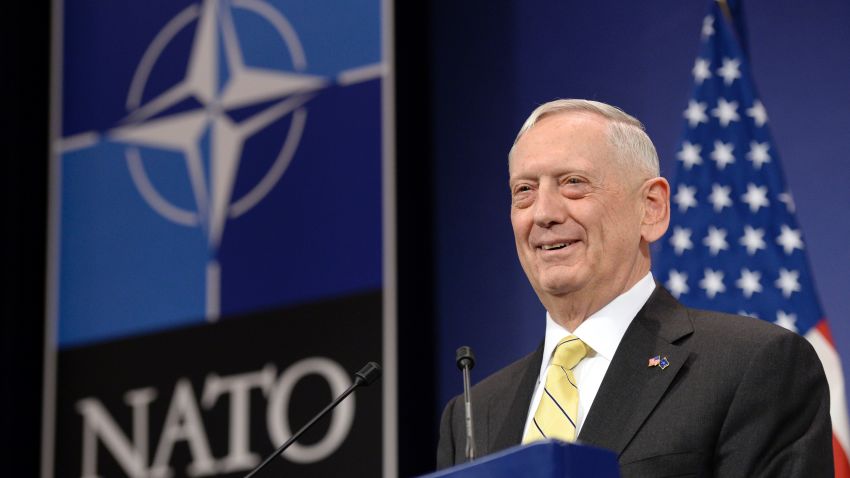US Secretary of Defence James Mattis delivers a speech during a press conference following the NATO Defence Ministers' meeting at NATO headquarter in Brussels, on February 16, 2017.
The US military is not yet ready to cooperate with Russia, Pentagon chief James Mattis said on February 16, 2017 after Moscow's defence minister called for better ties. "We are not in a position right now to collaborate on a military level, but our political leaders will engage and try to find common ground or a way forward," Mattis told reporters at a NATO summit in Brussels.
 / AFP / THIERRY CHARLIER        (Photo credit should read THIERRY CHARLIER/AFP/Getty Images)