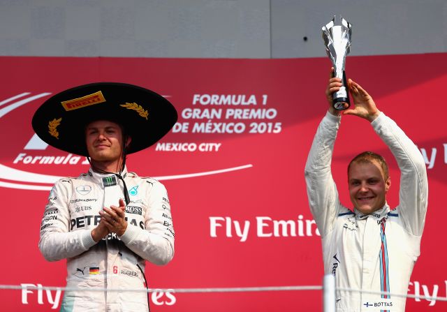 In January 2017, after four seasons and nine podiums with Williams, it was announced that Bottas would<a href="index.php?page=&url=http%3A%2F%2Fedition.cnn.com%2F2017%2F01%2F16%2Fmotorsport%2Fvaltteri-bottas-mercedes-lewis-hamilton-felipe-massa-williams%2F"> replace F1 champion Rosberg at Mercedes</a>.