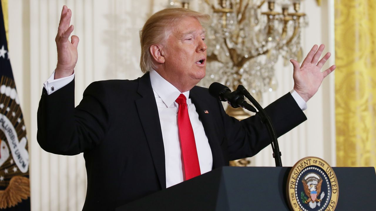 US Presidnet Donald Trump at his February 16 press coneference