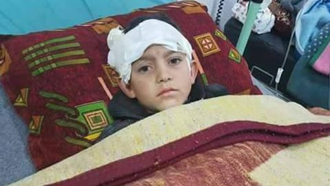 Abdel Basit Al-Satouf, 10, lost his mother and sister in the bombing, a monitoring group said.