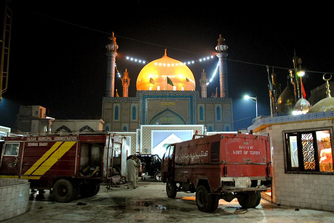 Pakistani soldiers cordon off Lal Shahbaz Qalandar shrine in Sehwan after Thursday's attack.
