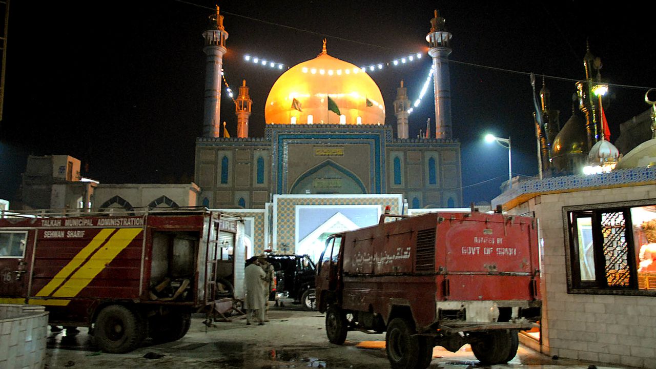 Pakistani soldiers cordon off Lal Shahbaz Qalandar shrine in Sehwan after Thursday's attack.