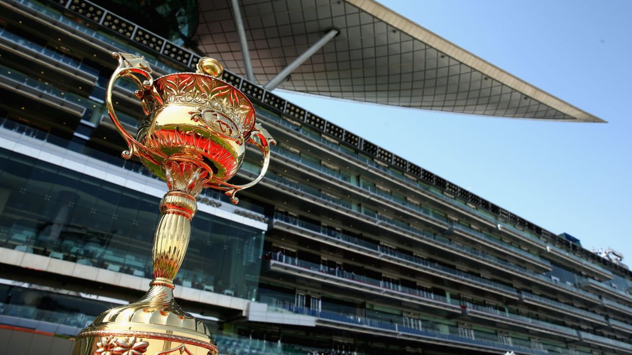 DUBAI, UNITED ARAB EMIRATES - MARCH 28:  The Dubai World Cup is pictured ahead of the Dubai World Cup races at the Meydan Racecourse on March 28, 2015 in Dubai, United Arab Emirates.  (Photo by Warren Little/Getty Images)