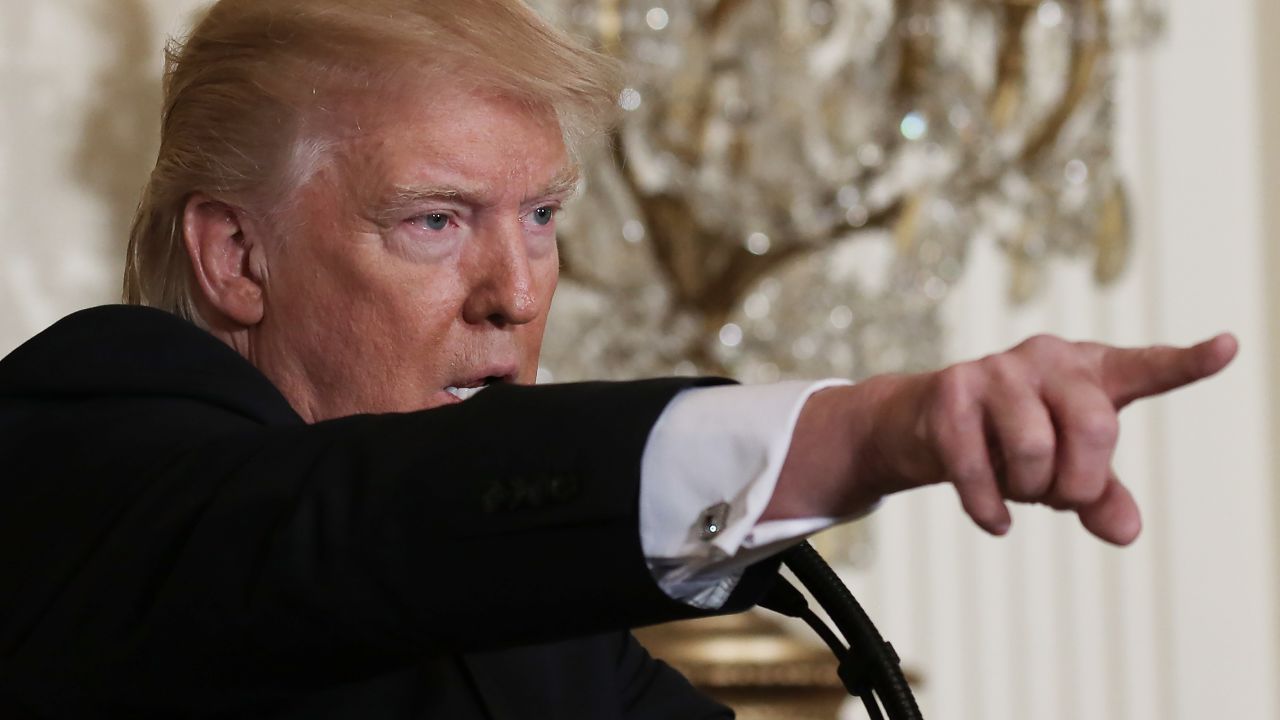 WASHINGTON, DC - FEBRUARY 16:  U.S. President Donald Trump calls on a reporter during a news conference announcing Alexander Acosta as the new Labor Secretary nominee in the East Room at the White House on February 16, 2017 in Washington, DC. The announcement comes a day after Andrew Puzder withdrew his nomination.  (Photo by Mario Tama/Getty Images)