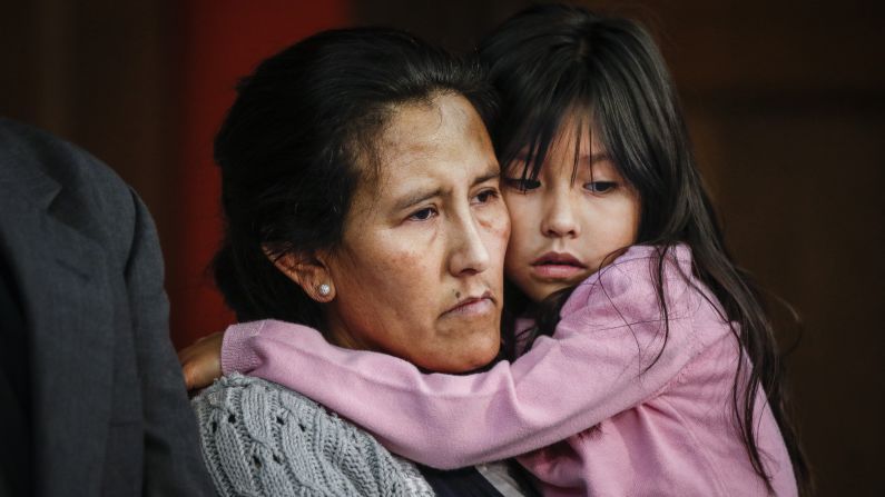 Jeanette Vizguerra hugs her youngest child, Zury, while addressing supporters and the media from a church in Denver on Wednesday, February 15. Vizguerra, an undocumented immigrant from Mexico, first came to the United States in 1997. In 2011, a federal immigration judge ordered that she be deported. Her latest request for a stay of deportation was denied on Wednesday, but she said during her news conference that her "fight will continue." <a href="index.php?page=&url=http%3A%2F%2Fwww.cnn.com%2F2017%2F02%2F15%2Fus%2Fcolorado-mom-vizguerra-ice-trnd%2Findex.html" target="_blank">Her case</a> has drawn national attention as the debate continues over immigration reform.