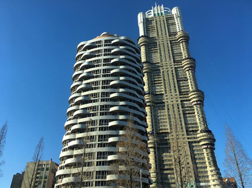 A 70-story apartment building undergoes construction on February 17.