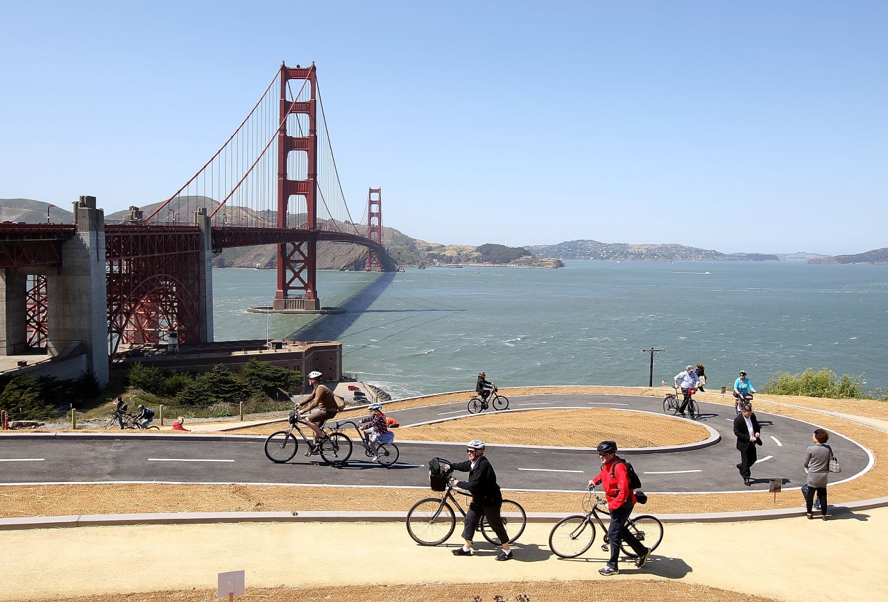 Take to the Golden Gate Bridge, on a bike.