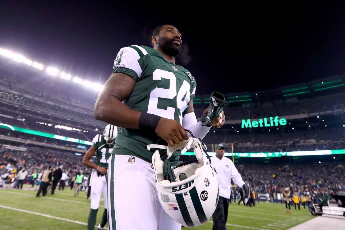 Revis walks off the field after the New York Jets lost to the Miami Dolphins 34-13 at MetLife Stadium on December 17 in East Rutherford, New Jersey.