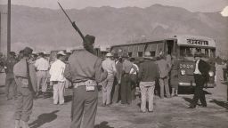 	Manzanar concentration camp in California, ca. 1942. Photo by Jack Iwata.
Japanese American National Museum, gift of Jack and Peggy Iwata.
