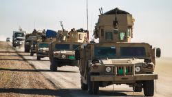 Tanks and armored vehicles of the Iraqi forces, supported by the Hashed al-Shaabi paramilitaries, advance towards the village of Sheikh Younis, south of Mosul, after the offensive to retake the western side of Mosul from Islamic State group fighters commenced on February 19, 2017.