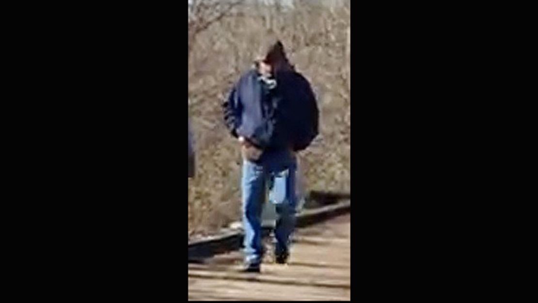 Indiana State Police released this photo of a man who was on the Delphi Historic Trails on February 13, 2017 around the time Abigail Williams and Liberty German went missing. 