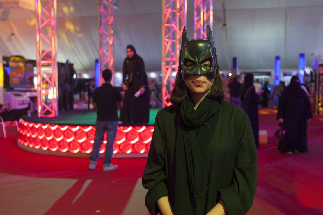 Fatima Mohammed Hussein dressed as Bat Girl at Saudi Arabia's first Comi Con event.