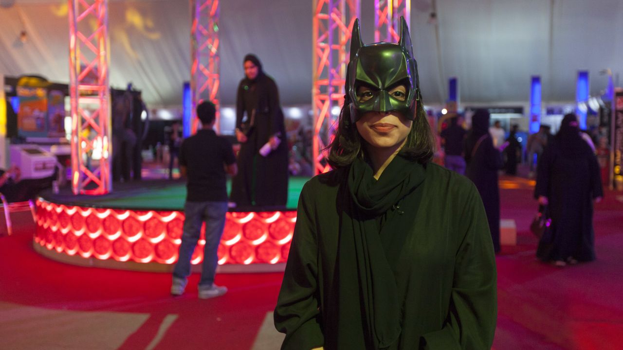 Fatima Mohammed Hussein dressed as Bat Girl at Saudi Arabia's first Comi Con event.
