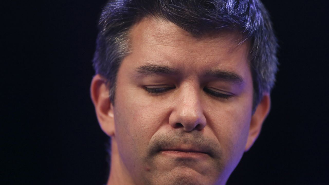 Travis Kalanick, chief executive officer of Uber Technologies Inc., pauses during the Institute of Directors (IOD) annual convention at the Royal Albert Hall in London, U.K., on Friday, Oct. 3, 2014. U.K. Chancellor of the Exchequer George Osborne told the IOD "clearly the economy is growing, unemployment has fallen sharply and business investment has picked up,"  Photographer: Chris Ratcliffe/Bloomberg via Getty Images 