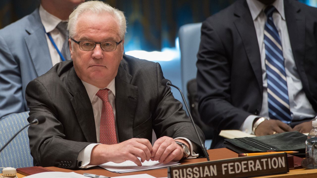 Russian Ambassador to the UN, Vitaly Ivanovich Churkin, at the United Nations September 25, 2016 in New York. 
