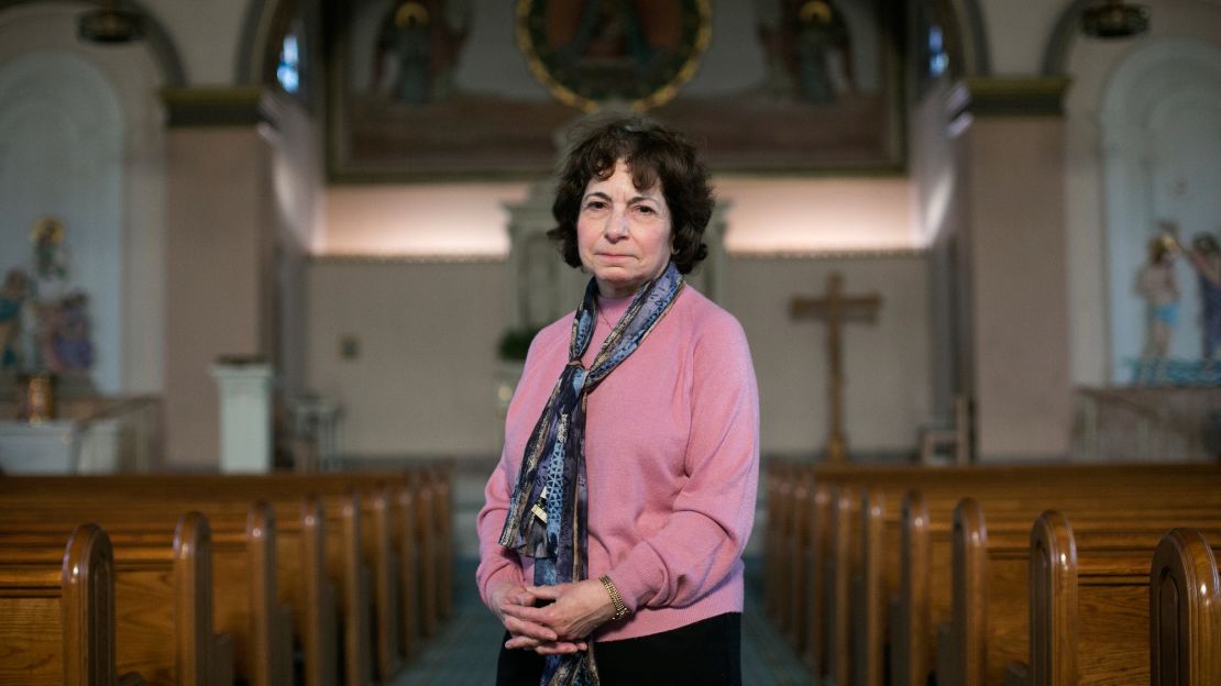 Gail Francioli stands in the Holy Rosary Church in Cleveland after mass on Sunday, February 19. She struggled with her vote but wanted a president who would appoint conservatives to the Supreme Court.