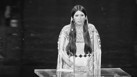 "Hello. My name is Sacheen Littlefeather. I'm Apache and I am president of the National Native American Affirmative Image Committee. I'm representing Marlon Brando this evening and he has asked me to tell you in a very long speech, which I cannot share with you presently because of time but I will be glad to share with the press afterwards, that he very regretfully cannot accept this very generous award. And the reasons for this being are the treatment of American Indians today by the film industry ... and on television in movie reruns, and also with recent happenings at Wounded Knee...." -- Sacheen Littlefeather (aka Marie Cruz), declining the best actor award at the 45th Academy Awards on behalf of Marlon Brando on March 27, 1973 at Dorothy Chandler Pavilion