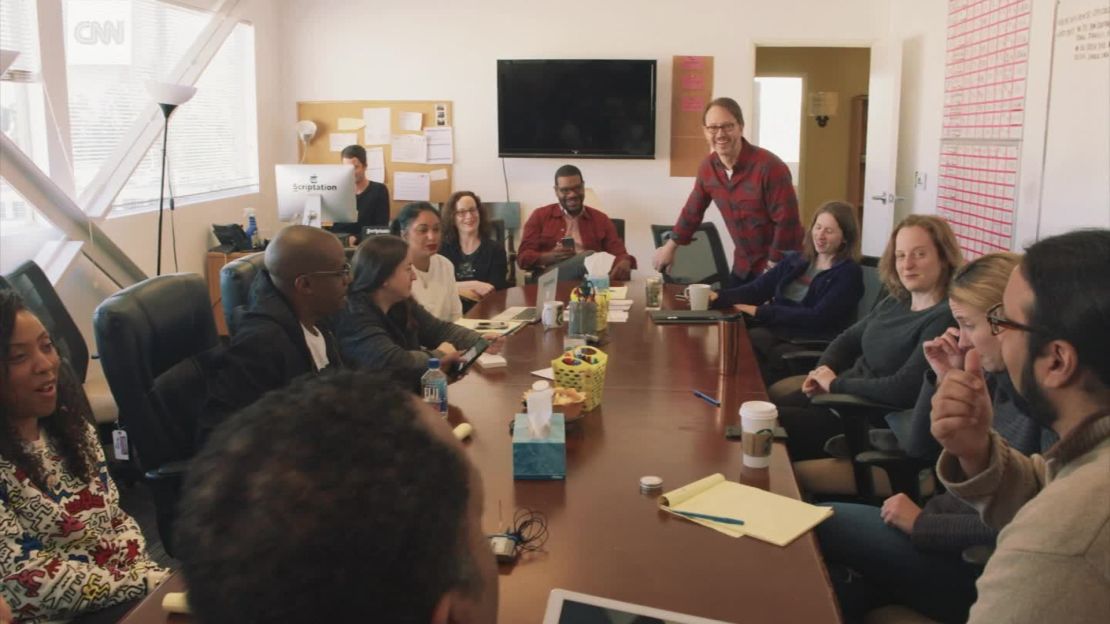 The writers of the ABC sitcom "Black-ish" share ideas as they get to work on a new episode. 