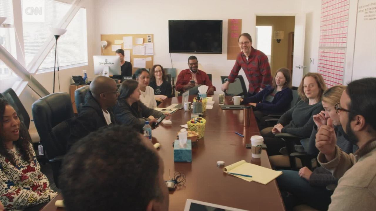 The writers of the ABC sitcom "Black-ish" share ideas as they get to work on a new episode. 