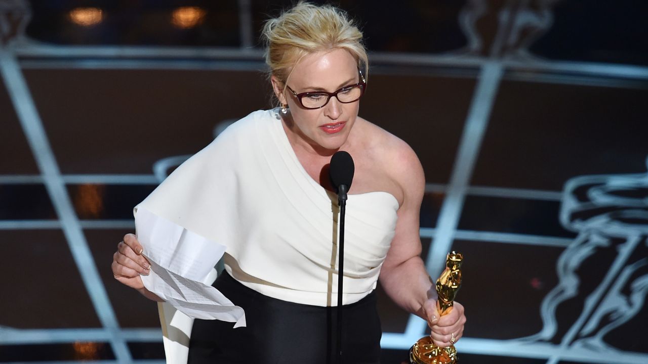 "...To every woman who gave birth. To every taxpayer and citizen of this nation, we have fought for everybody else's equal rights. It's our time to have wage equality once and for all and equal rights for women in the United States of America." -- Patricia Arquette, accepting the best supporting actress award for her role in "Boyhood" at the 87th Academy Awards on February 22, 2015 at Dolby Theater