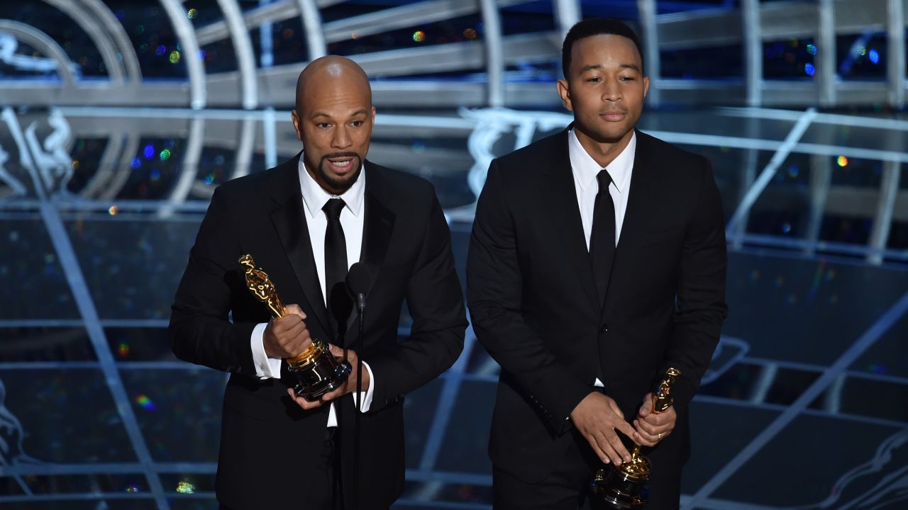 "Nina Simone said it's an artist's duty to reflect the times in which we live. We wrote this song for a film that was based on events that were fifty years ago, but we say that 'Selma' is now because the struggle for justice is right now. We know that the Voting Rights Act that they fought for fifty years ago is being compromised right now in this country today. We know that right now the struggle for freedom and justice is real. We live in the most incarcerated country in the world. There are more black men under correctional control today than were under slavery in 1850. When people are marching with our song, we want to tell you we are with you, we see you, we love you, and march on." -- John Legend, accepting the best original song award with Common for their work on "Selma" at the 87th Academy Awards on February 22, 2015 at the Dolby Theater