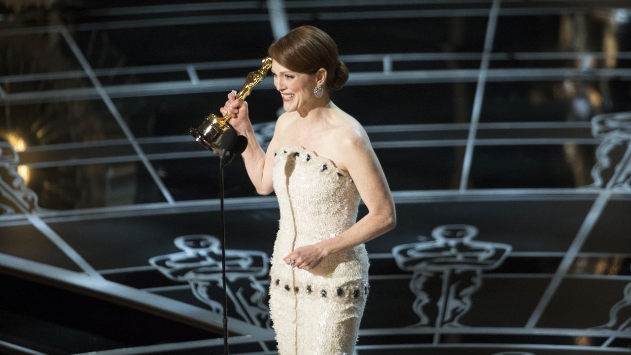 "...I'm so happy, I'm thrilled, actually, that we were able to hopefully shine a light on Alzheimer's disease. So many people with this disease feel isolated and marginalized, and one of the wonderful things about movies is it makes us feel seen and not alone. And people with Alzheimer's deserve to be seen, so that we can find a cure...." -- Julianne Moore, accepting the best actress award for her role in "Still Alice" at the 87th Academy Awards on February 22, 2015 at the Dolby Theater