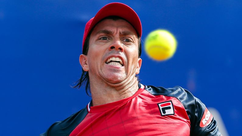 Carlos Berlocq eyes the ball during an Argentina Open match against Kei Nishikori on Saturday, February 18.