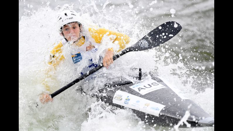 Australian canoeist Billie Knell competes in a slalom event in Sydney on Friday, February 17.