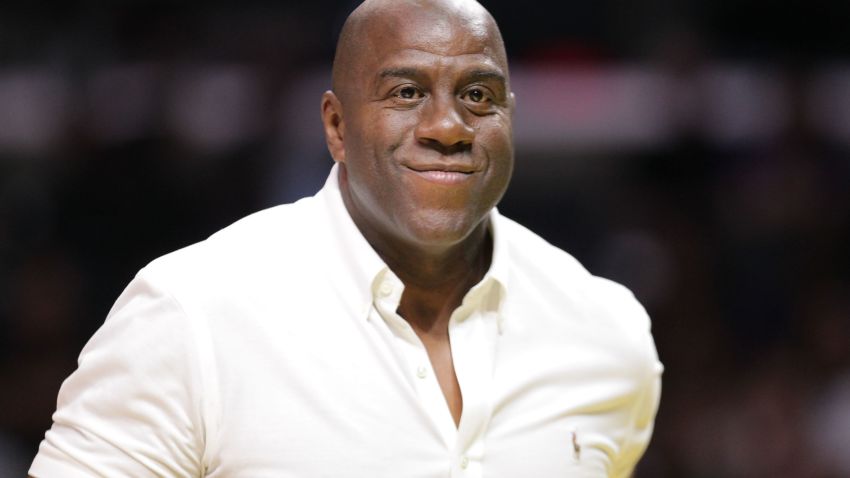 LOS ANGELES, CA - SEPTEMBER 30:  Magic Johnson Retired NBA Player attends Game Two of the Semifinals during the 2016 WNBA Playoffs against the Chicago Sky vs the Los Angeles Sparks at Staples Center on September 30, 2016 in Los Angeles, California.  (Photo by Leon Bennett/Getty Images)
