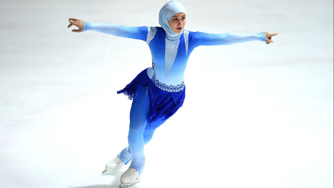 Emirati figure skater Zahra Lari competes last month in Abu Dhabi.