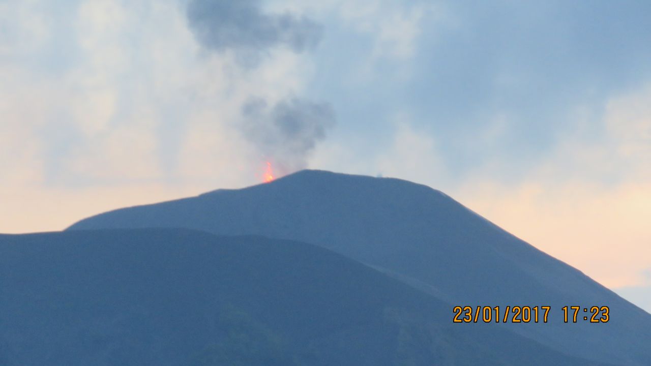The volcano erupting on January 23.