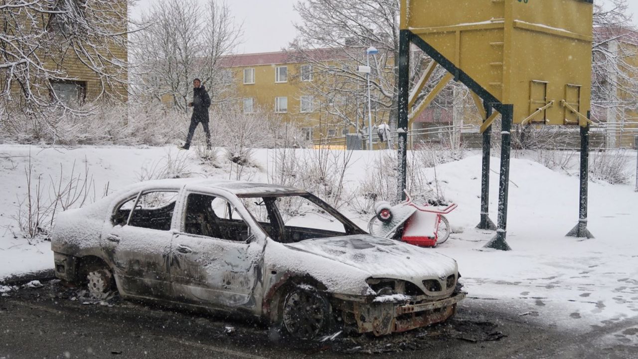 Police say 10 cars were set alight during riots in the Stockholm suburb of Rinkeby.
