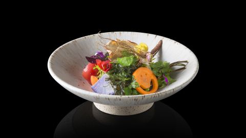 Asia 50 best restaurants 2017 11 Den Garden Salada  comprising 20 different vegetables