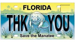A sample of the "Save the Manatee" plate