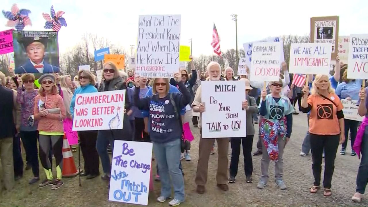 Town hall protests