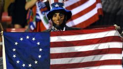LAS VEGAS, NV - FEBRUARY 14:  A fan dressed as Abraham Lincoln cheers during the United States team's game against Canada during the USA Sevens Rugby tournament at Sam Boyd Stadium on February 14, 2015 in Las Vegas, Nevada. The United States won 20-0.  (Photo by Ethan Miller/Getty Images)