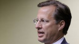Rep. Dave Brat speaks to the press at the Midlothian Rotary Club breakfast at the Double tree Hotel, June 17, 2014 in Richmond, Virginia. 