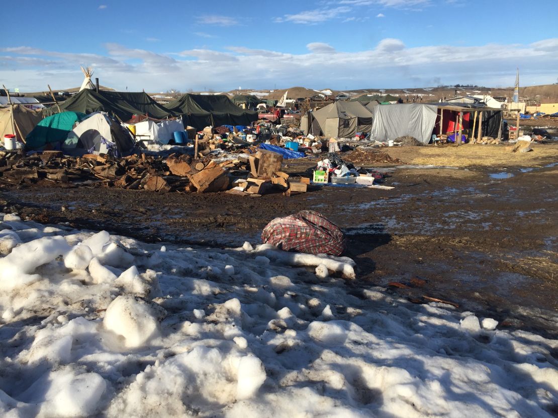 A few protesters have remained at camps near Cannon Ball, North Dakota.